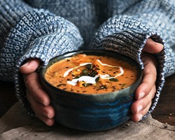 Woman holding soup