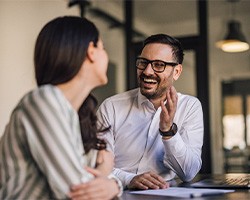 two people having a conversation 