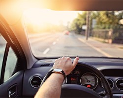 Man driving a car